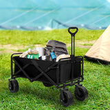 Lambu Garden Camping Trolley Outdoor Black - Close-Up Angle