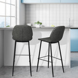 Levede 2x Bar Stool Barstools Counter Grey - Close-Up Angle