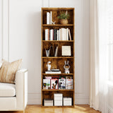 Levede 6 Tier Book Shelf Adjustable Shelves Walnut - Close-Up Angle
