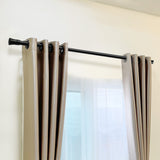 Marlow Black Curtain Rod Steel Quiet Rail Pole Pommel Set Extendable - Close-Up Angle