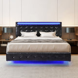 Levede Floating Bed Frame Queen with Headboard LED Lights Mattress Base - Close-Up Angle