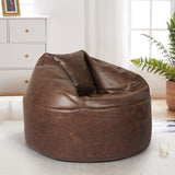 Marlow Bean Bag Chair Cover PU Couch Brown - Close-Up Angle
