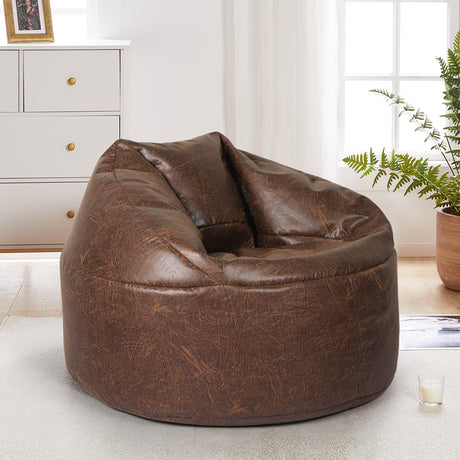 Marlow Bean Bag Chair Cover PU Couch Brown-2006733313078857735