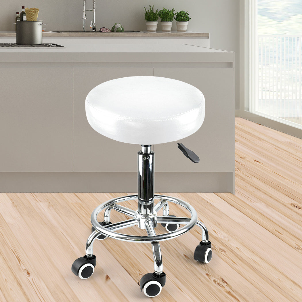 Levede Salon Stool Swivel Hairdressing White-2018816716682956807