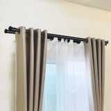 Marlow Black Double Curtain Rod Steel Pole Pommel Set Extendable Adjustable - Close-Up Angle