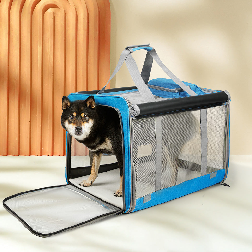 Pawz 3 in 1 Pet Soft Crate Dog Cat Carrier L Size Blue-2018816713046495239