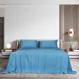 Dreamz 4pcs King Size 100% Bamboo Bed Sheet Set in Blue Colour - Close-Up Angle