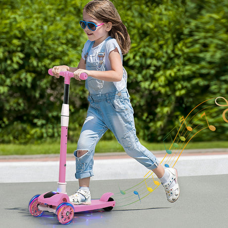 Bopeep Foldable Kids Scooter LED Music Pink-1954802362795298822