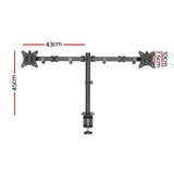 Artiss Monitor Arm Dual Desk Mount Screen Bracket Holder - Front View