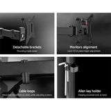Artiss Monitor Arm Dual Desk Mount Screen Bracket Holder - Rear View