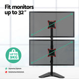 Artiss Dual Monitor Arm Stand - Adjustable Freestanding Bracket for 17-32 HD LED TVs - 45-Degree Angle