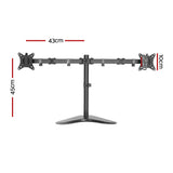 Artiss Dual Adjustable Monitor Arm Stand - Black - Front View