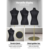 Versatile Black Female Dressmaking Mannequin with Adjustable Height and Detachable Base