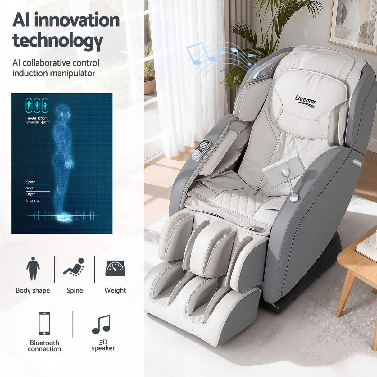 Livemor 4D Massage Chair Electric Recliner Home Massager Gary
