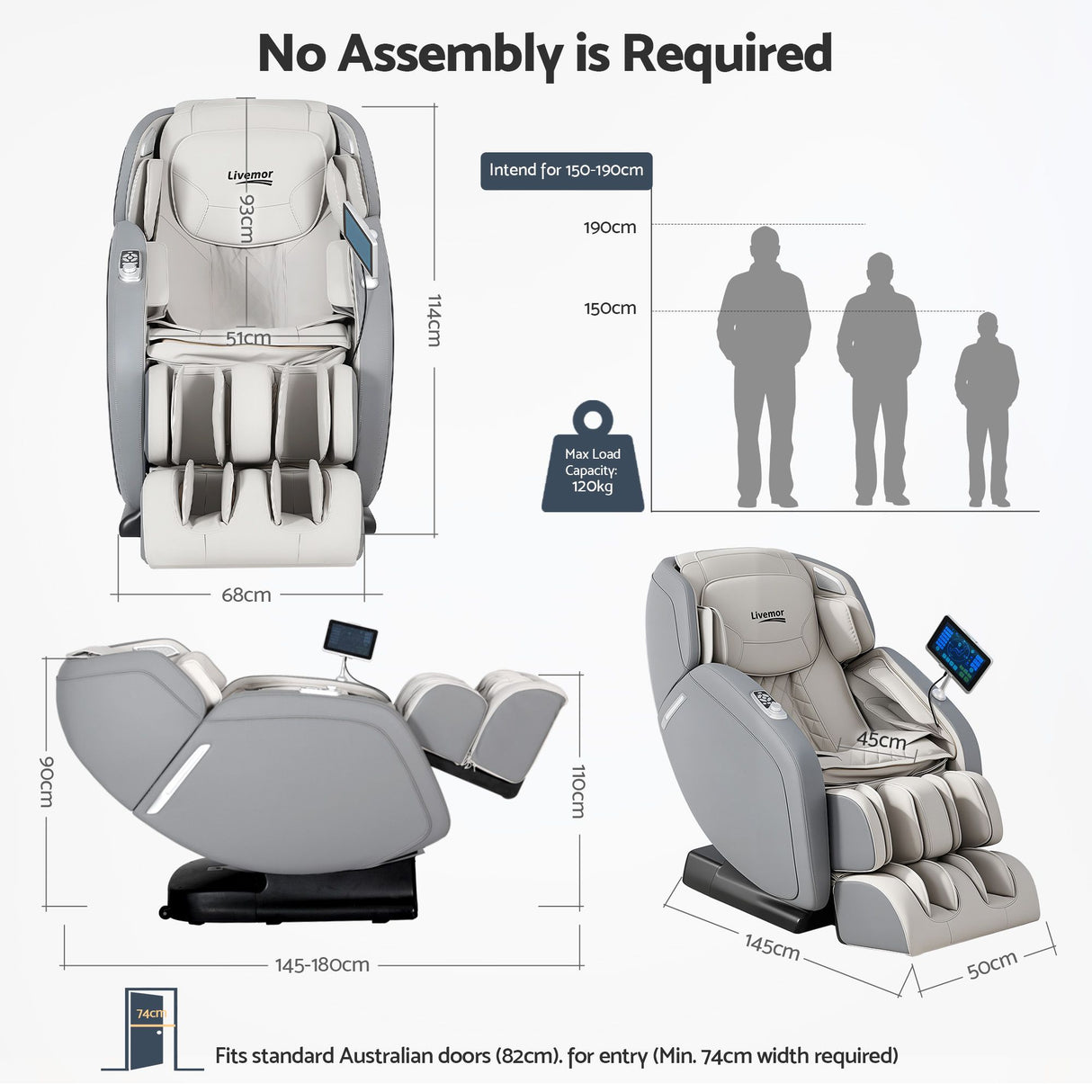Livemor 4D Massage Chair Electric Recliner Home Massager Gary