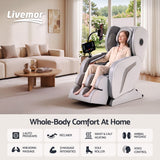 Livemor Full Body Massage Chair VEGA, Foot Roller, Waist & Calf Heat, Recliner, Airbags Compression - Side View