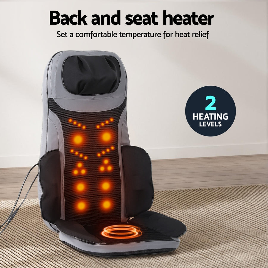 Livemor black full back heated massage cushion seat with 8 nodes, SAA adaptor