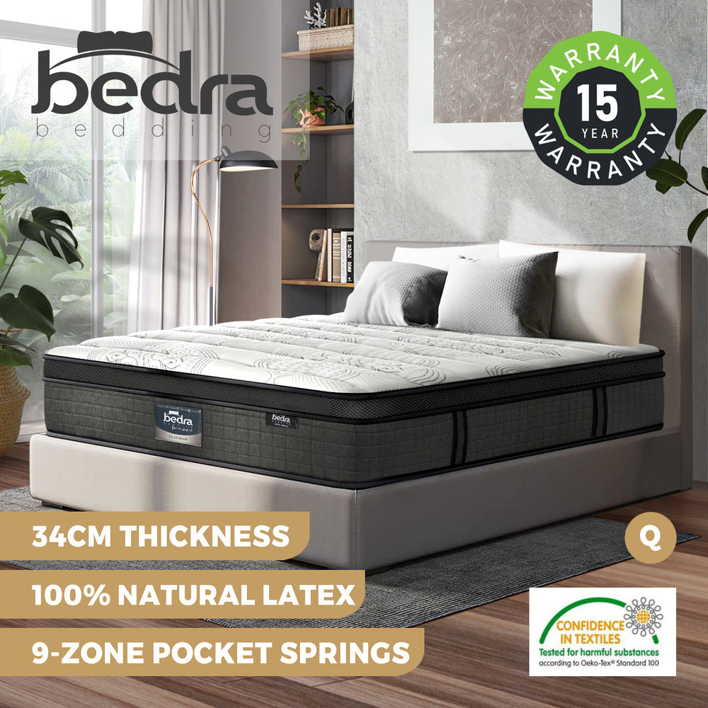Bedra Latex Foam Queen Mattress 9 Zone Pocket Spring 34cm