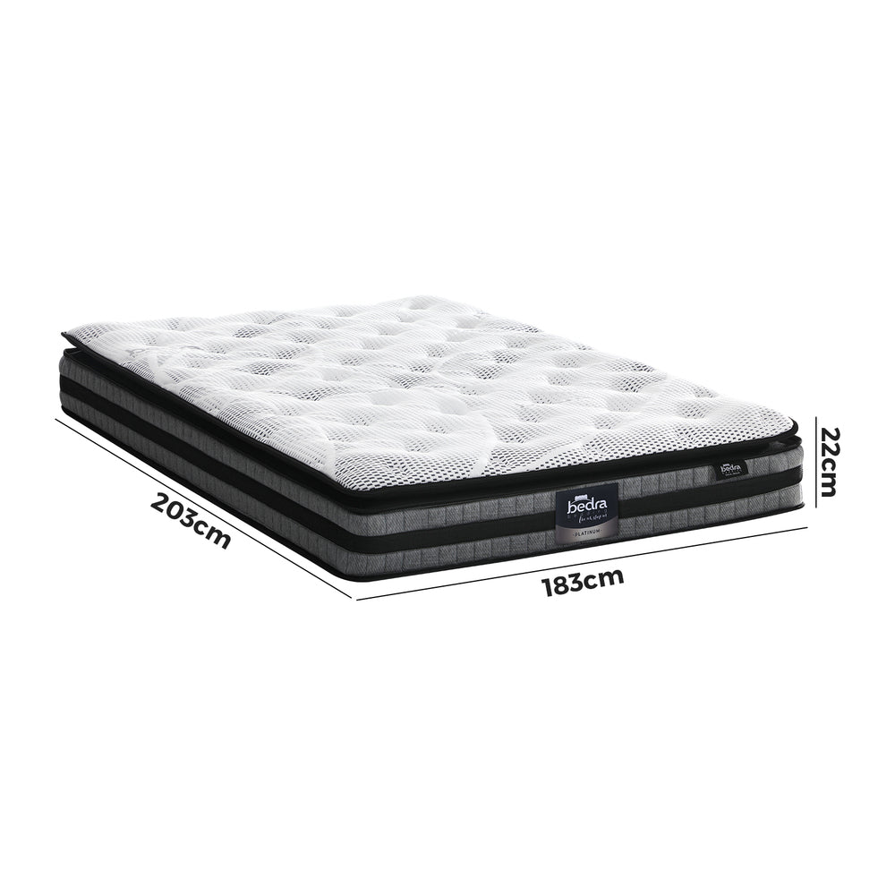Bedra King Mattress Cool Gel Foam Bonnell Spring Pillow Top 22cm