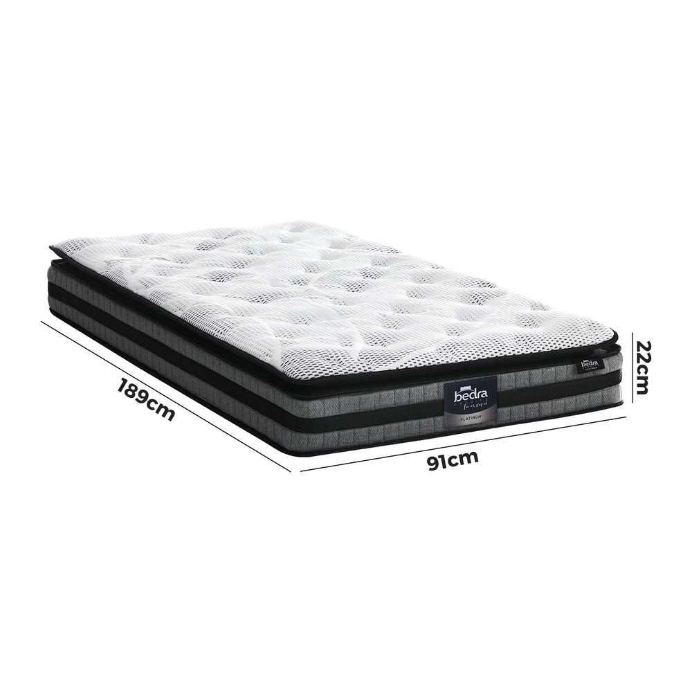 Bedra Single Mattress Cool Gel Foam Bonnell Spring Pillow Top 22cm