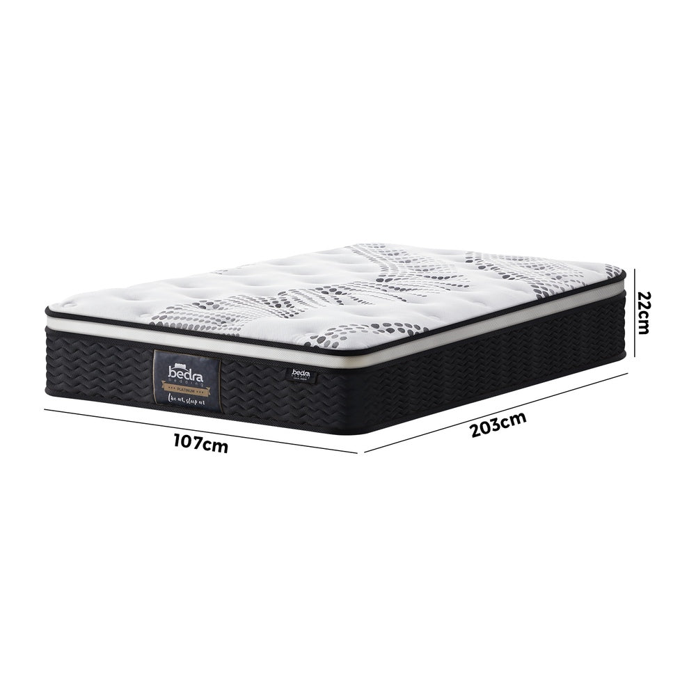 Bedra King Single Mattress Cool Gel Foam Euro Top Pocket Spring 22cm