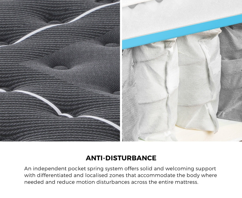 Bedra King Single Mattress Tight Top Cool Gel Foam Pocket Spring 22cm