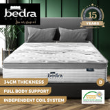 Bedra Double Mattress Euro Top Pocket Spring 34cm 7-Zone - Front View
