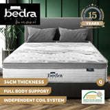 Bedra Queen Mattress Euro Top Pocket Spring 34cm 7-Zone