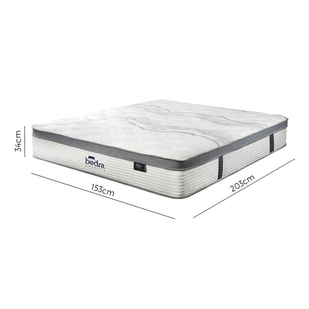 Bedra Queen Mattress Euro Top Pocket Spring 34cm 7-Zone