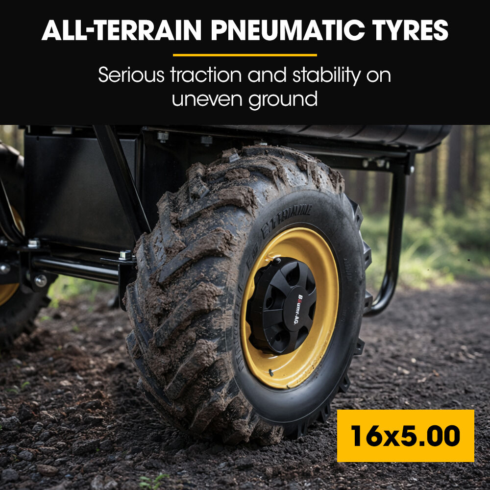 BAUMR-AG 40V Li-ion 300KG / 300L Wheelbarrow, ATV Tow Bar, Deep V-tread Tyre, 7.5Ah Lithium Battery, 2 Wheel Direct Drive