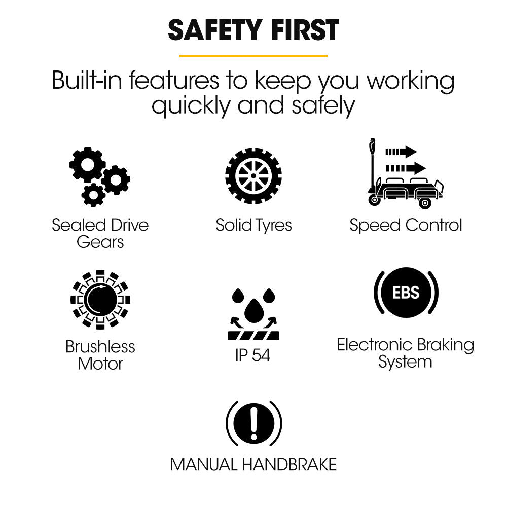 BAUMR-AG 40V Li-ion 400kg Electric Powered Platform Trolley, Adjustable Tray, Utility Cart Trolley for Warehouse Logistics Worksite