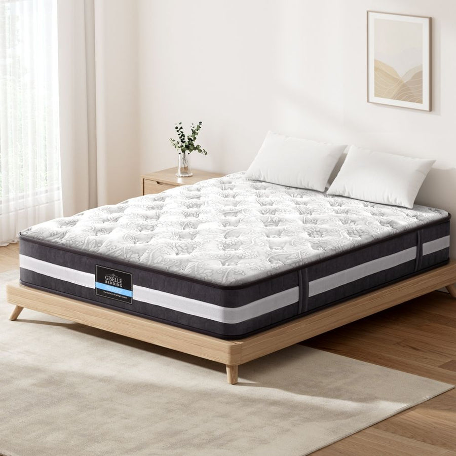 Giselle Bedding double pocket spring mattress, 30cm, white and grey