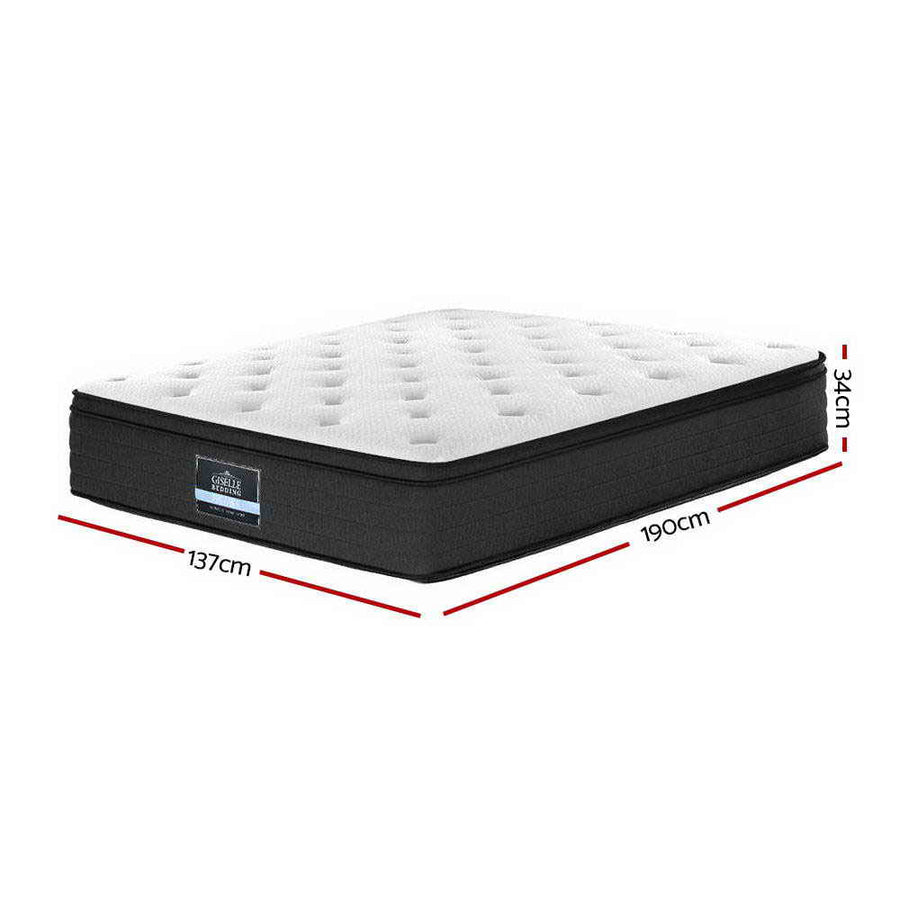 Giselle Bedding Eve Series 34cm Euro top double mattress, 7-zone independent pocket springs