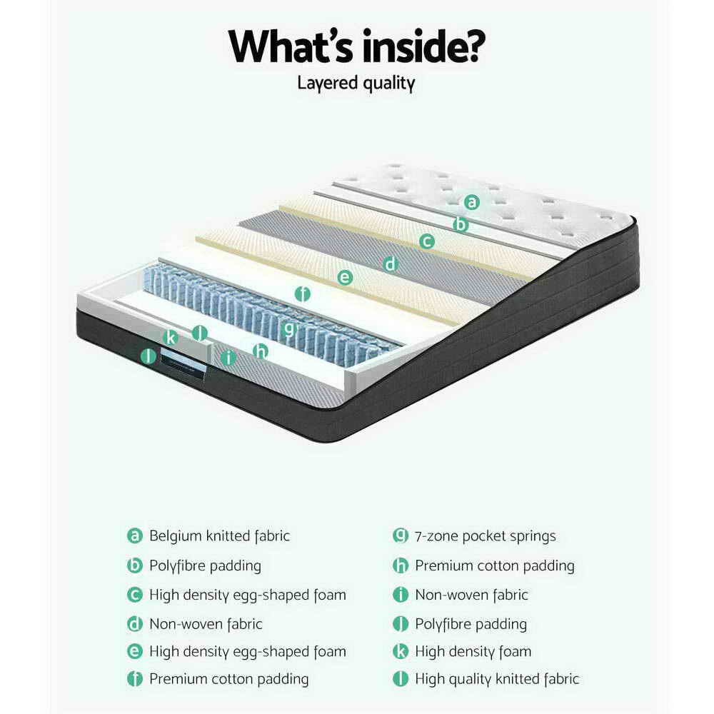 Giselle Bedding 34cm Mattress Euro Top Pocket Spring Single