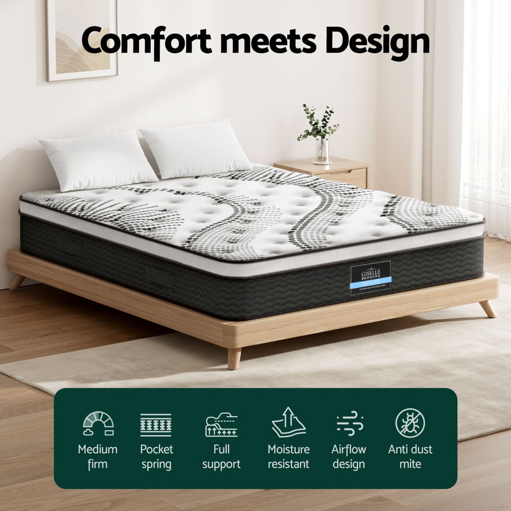 Giselle Bedding 30cm Mattress Pocket Spring Queen