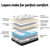 Giselle Bedding 30cm Mattress Pocket Spring Queen - Rear View