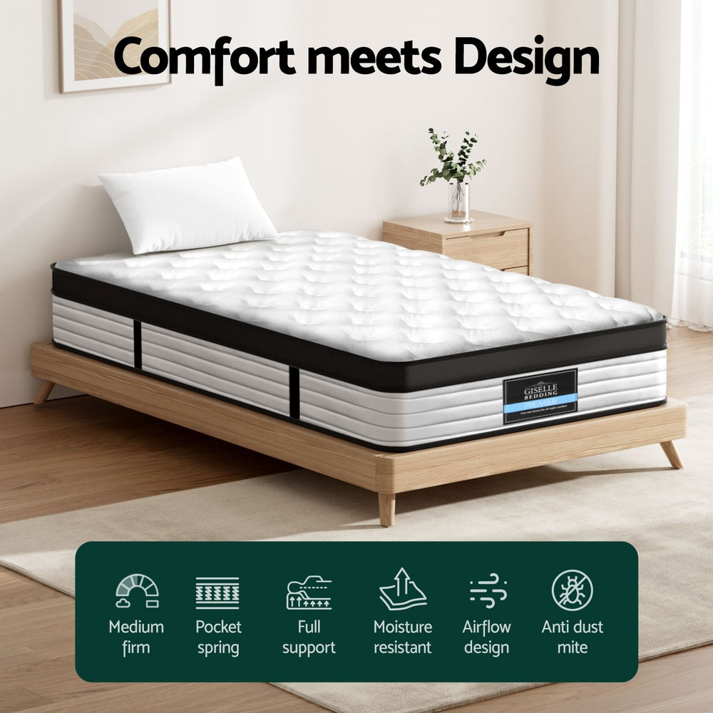 Giselle Bedding 18cm Mattress Medium Soft w/Pillows Single