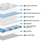 Giselle Bedding King Mattress 35cm Bed in a Box Pocket Spring Gel Memory Foam - Low Angle