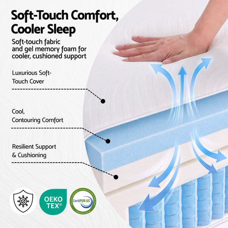 Giselle 25cm Queen Hybrid Mattress Soft Knitted Fabric Edge Support Gel Foam, image 3