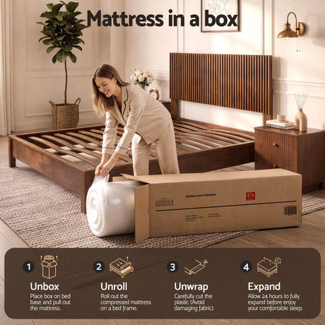 Giselle 25cm Queen Hybrid Mattress Soft Knitted Fabric Edge Support Gel Foam, image 9
