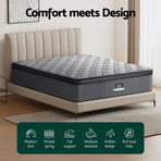 Giselle Bedding Solene Euro Top pocket spring mattress, double, grey, cool gel infused memory foam layer