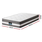 Giselle Bedding 30cm single pocket spring mattress with Euro Top, Seaqual fabric cover