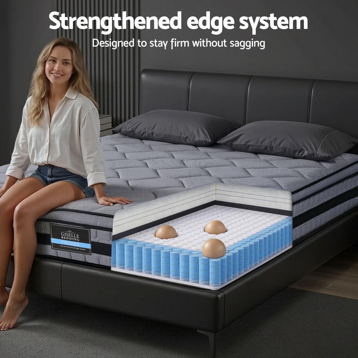 Giselle Bedding 34cm Double Mattress Hybrid, Pocket Spring Bed Mattress