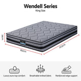 Giselle Bedding 34cm King Mattress Hybrid, Pocket Spring Bed Mattress - Side View