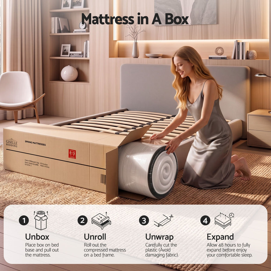 Giselle Double Reversible Spring Mattress Cashmere Cover Gel Foam Firm 35cm