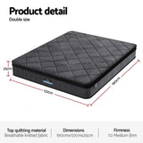 Giselle Bedding Double Mattress 25cm Pocket Spring Latex Euro Top Medium Firm Bed - Side View