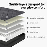 Giselle Bedding Double Mattress 25cm Pocket Spring Latex Euro Top Medium Firm Bed - 45-Degree Angle