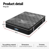Giselle Bedding 35cm Mattress Graphene Memory Foam Medium Firm Euro Top Mattresses King - Side View