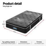 Giselle Bedding 35cm Mattress Graphene Memory Foam Medium Firm Euro Top Mattresses King Single - Side View