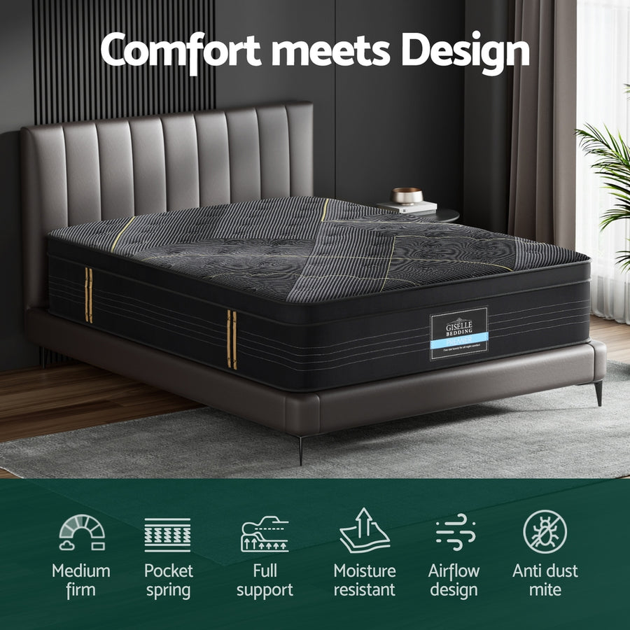 35cm Giselle Mattress King Bed Bamboo Pocket Firm Foam